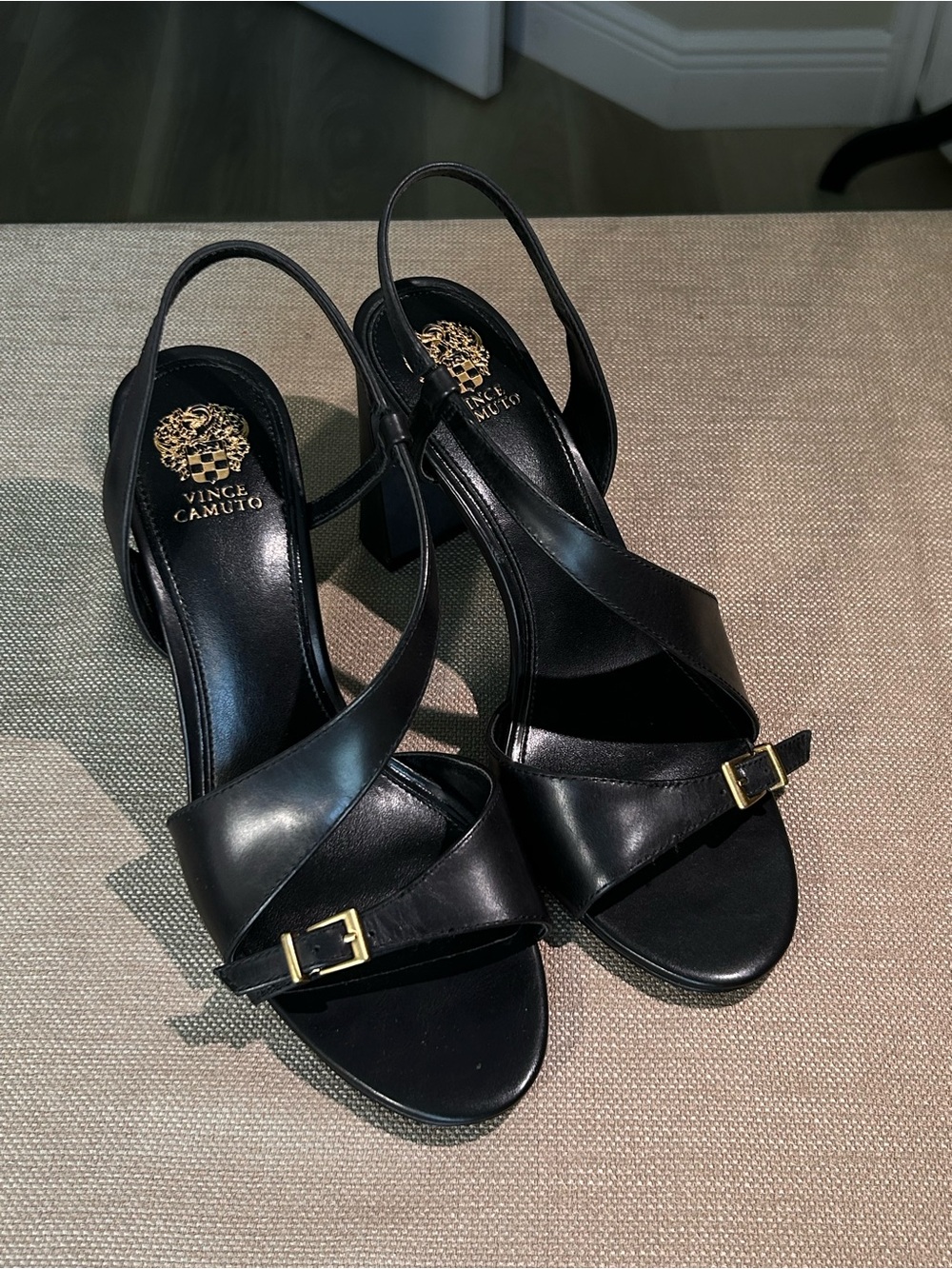 Vince Camuto black y2k strappy heels